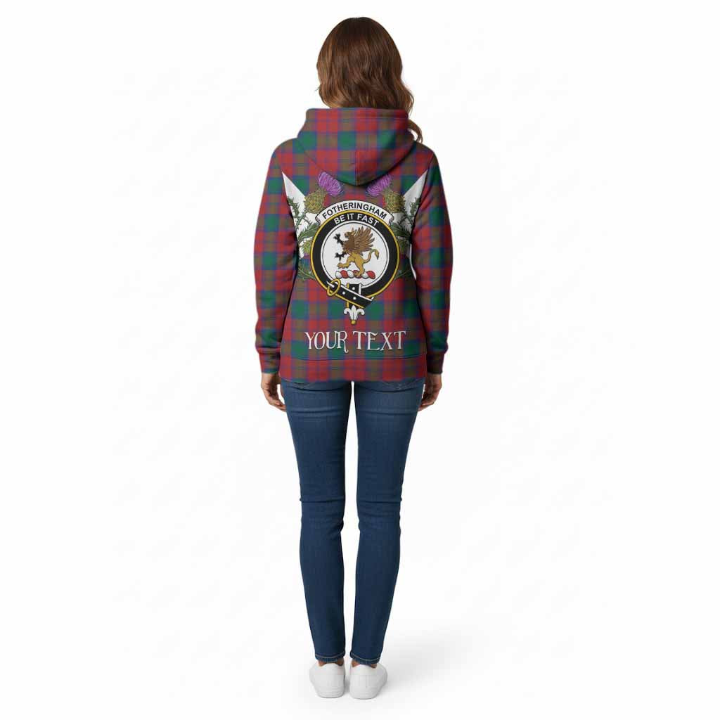 Fotheringham (Fotheringhame) Tartan Family Crest Cotton Hoodie Scottish Burns Night Thistle Floral