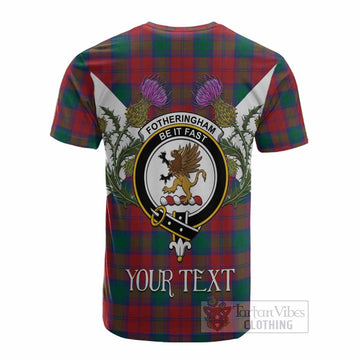 Fotheringham (Fotheringhame) Tartan Family Crest Cotton T-shirt Scottish Burns Night Thistle Floral