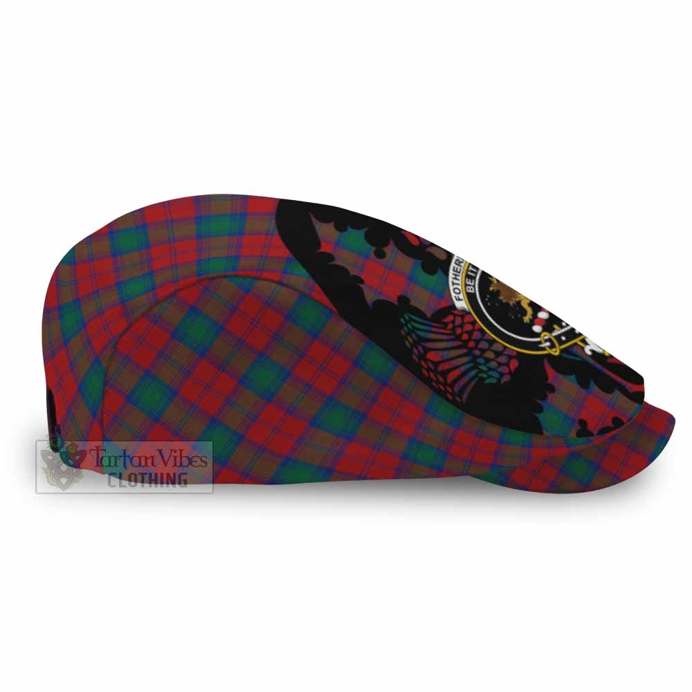 Fotheringham (Fotheringhame) Tartan Family Crest Flat Cap, Jeff Cap Scotland Thistle Floral