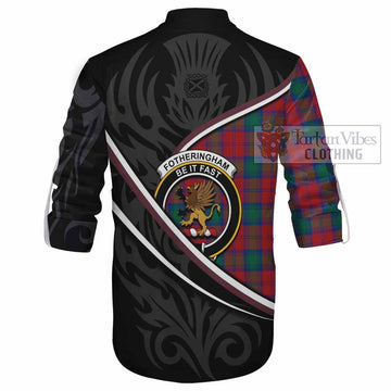 Fotheringham (Fotheringhame) Tartan Family Crest Ghillie Kilt Shirt Celtic Scottish Thistle Floral