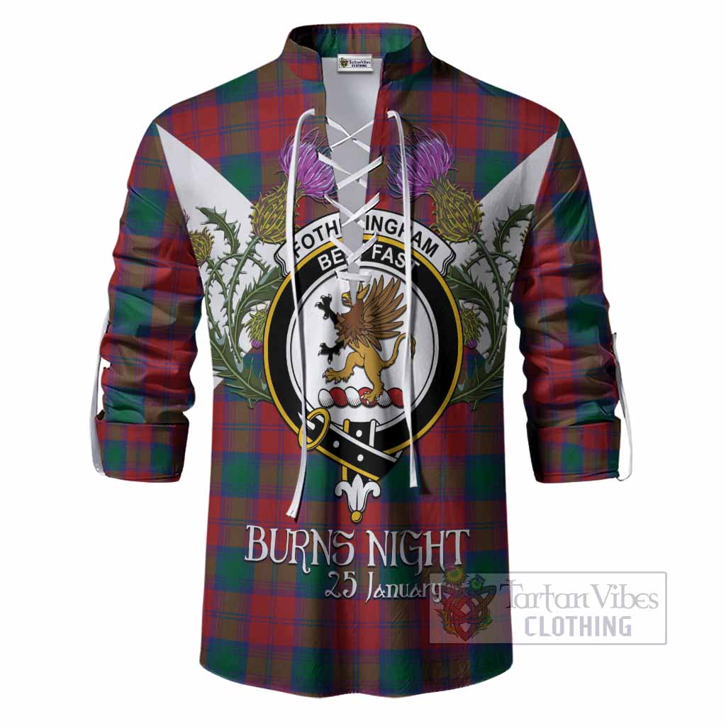Fotheringham (Fotheringhame) Tartan Family Crest Ghillie Shirt Scottish Burns Night Thistle Floral