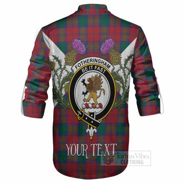 Fotheringham (Fotheringhame) Tartan Family Crest Ghillie Shirt Scottish Burns Night Thistle Floral
