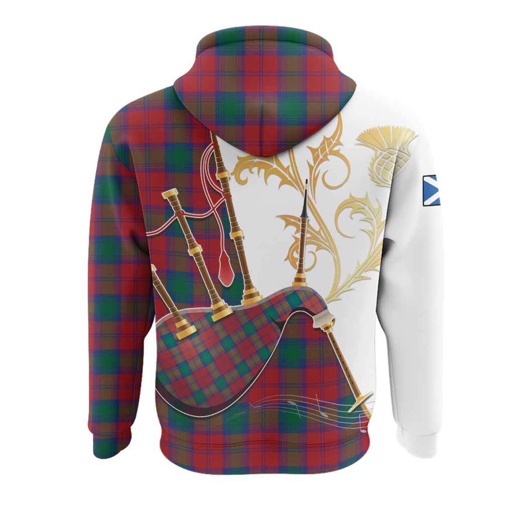 Fotheringham (Fotheringhame) Tartan Family Crest Hoodie Bagpipes with Scottish Thistle