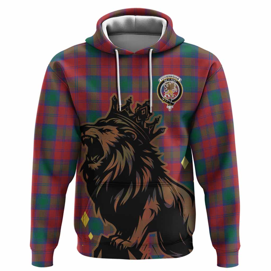 Fotheringham (Fotheringhame) Tartan Family Crest Hoodie Crowned Lion Roaring