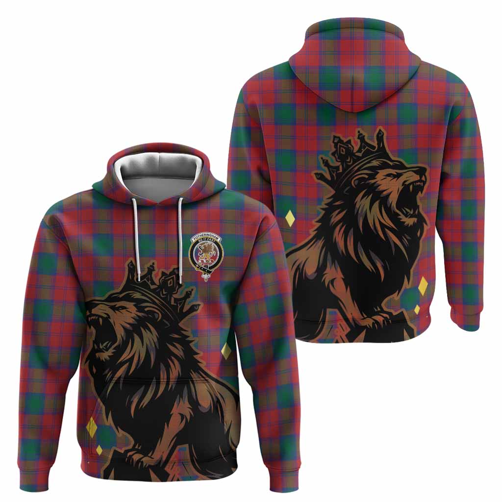 Fotheringham (Fotheringhame) Tartan Family Crest Hoodie Crowned Lion Roaring