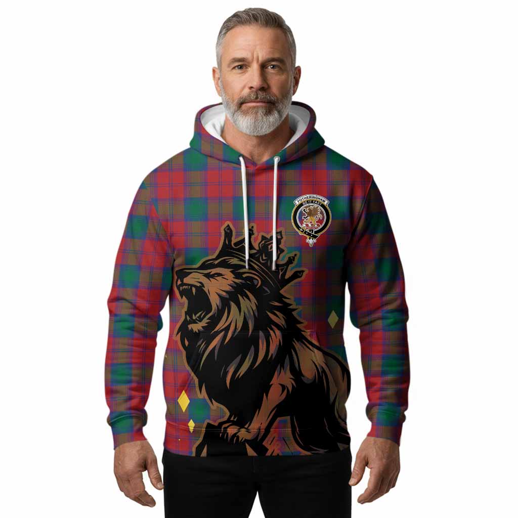 Fotheringham (Fotheringhame) Tartan Family Crest Hoodie Crowned Lion Roaring