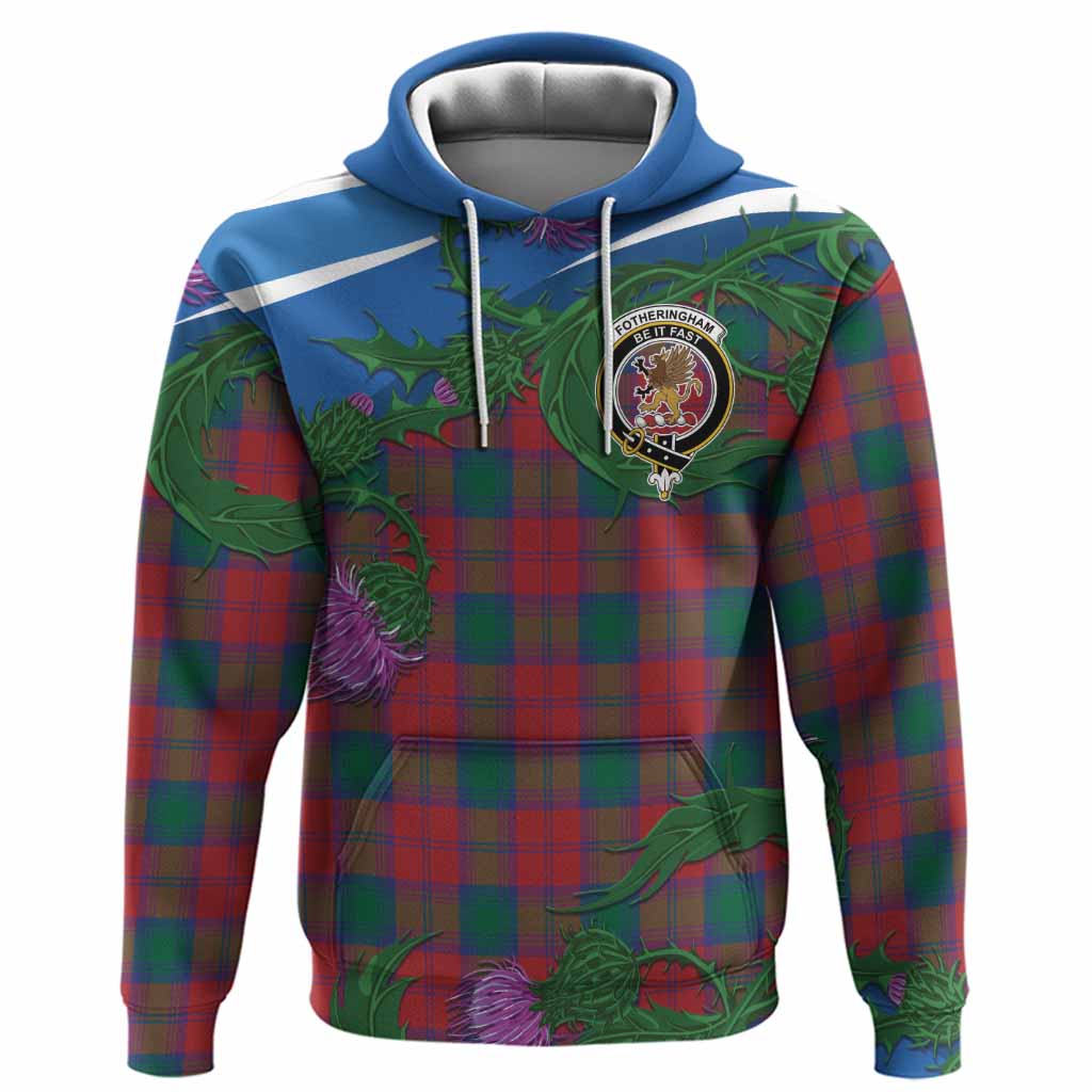 Fotheringham (Fotheringhame) Tartan Family Crest Hoodie Thistle in Minimalism