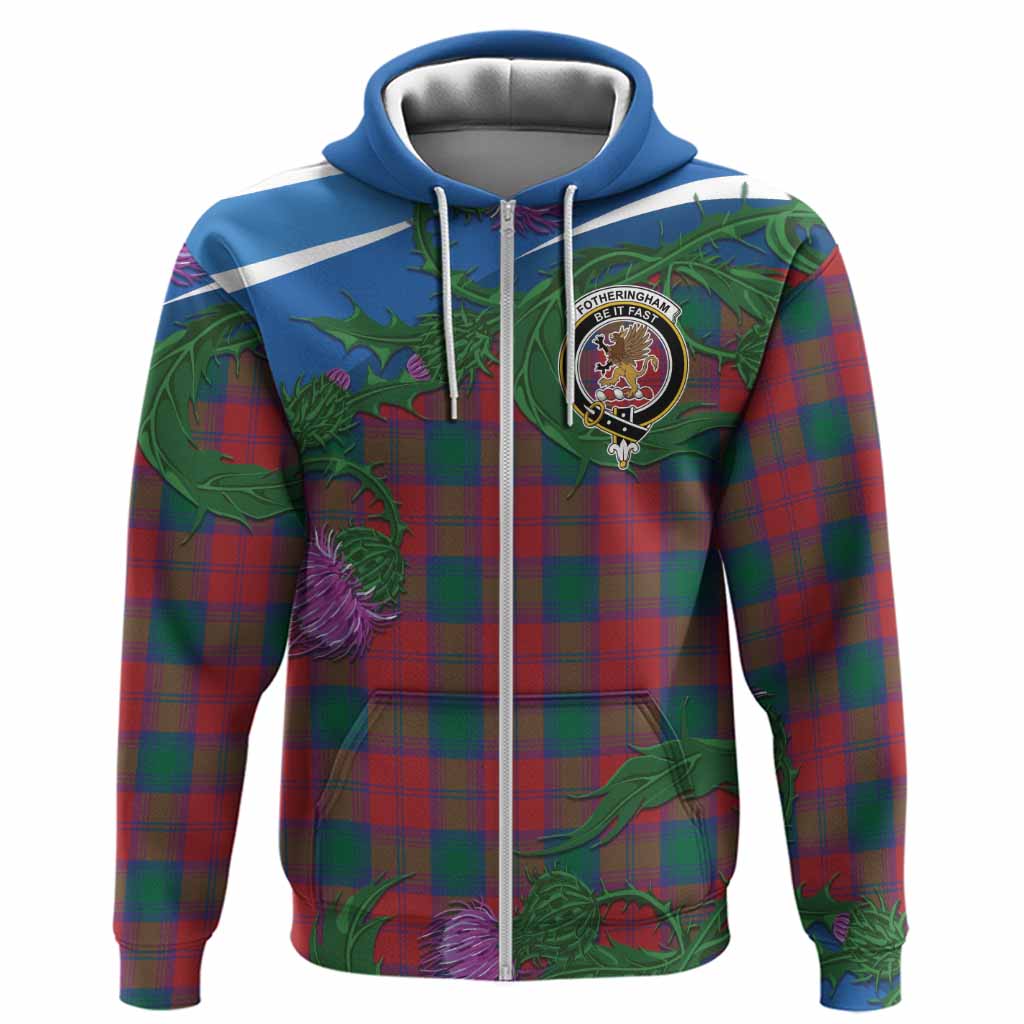 Fotheringham (Fotheringhame) Tartan Family Crest Hoodie Thistle in Minimalism