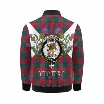 Fotheringham (Fotheringhame) Tartan Family Crest Kid Bomber Jacket Scottish Burns Night Thistle Floral
