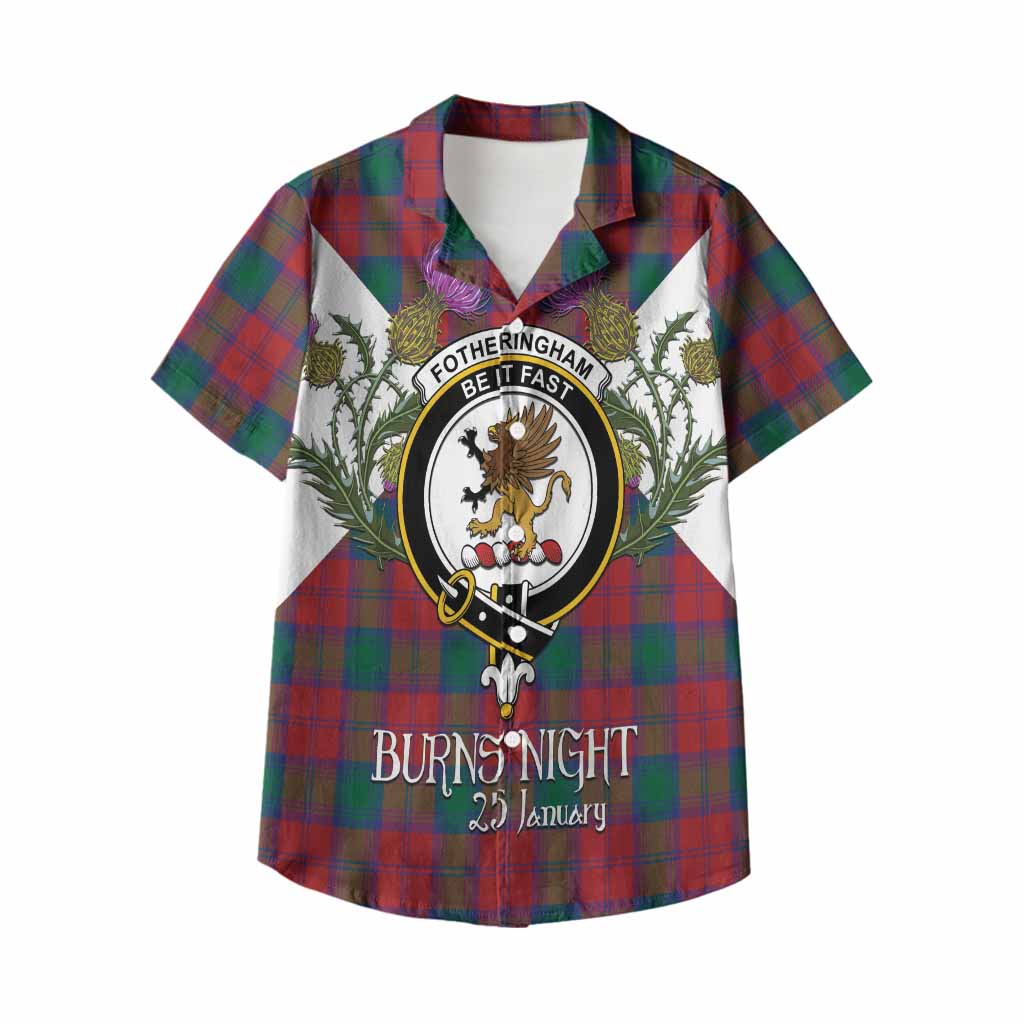 Fotheringham (Fotheringhame) Tartan Family Crest Kid Hawaiian Shirt Scottish Burns Night Thistle Floral