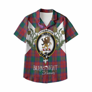 Fotheringham (Fotheringhame) Tartan Family Crest Kid Hawaiian Shirt Scottish Burns Night Thistle Floral