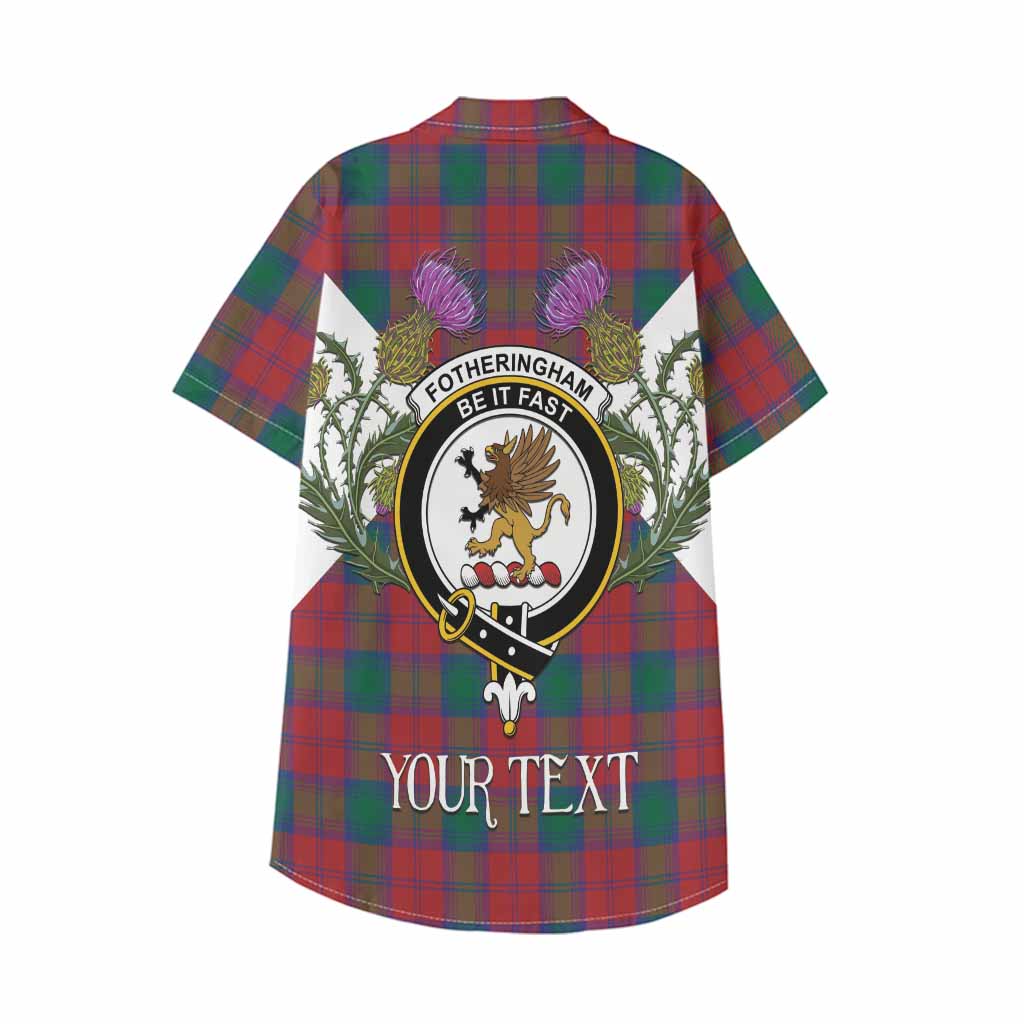 Fotheringham (Fotheringhame) Tartan Family Crest Kid Hawaiian Shirt Scottish Burns Night Thistle Floral