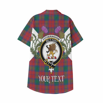 Fotheringham (Fotheringhame) Tartan Family Crest Kid Hawaiian Shirt Scottish Burns Night Thistle Floral
