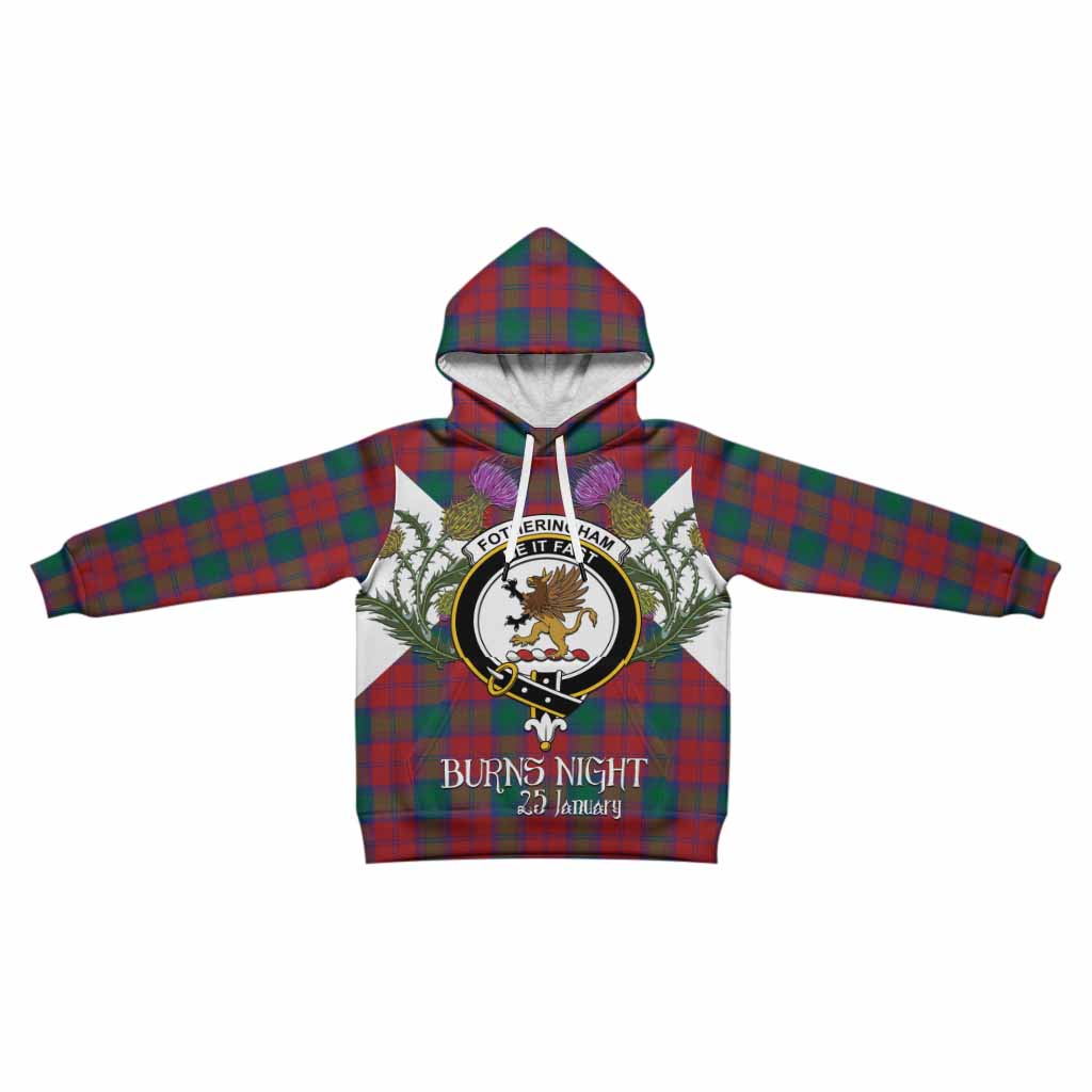 Fotheringham (Fotheringhame) Tartan Family Crest Kid Hoodie Scottish Burns Night Thistle Floral