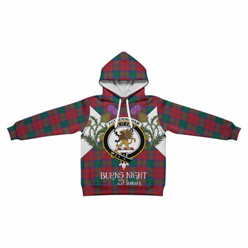 Fotheringham (Fotheringhame) Tartan Family Crest Kid Hoodie Scottish Burns Night Thistle Floral