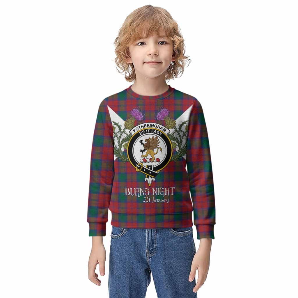 Fotheringham (Fotheringhame) Tartan Family Crest Kid Knitted Sweatshirt Scottish Burns Night Thistle Floral