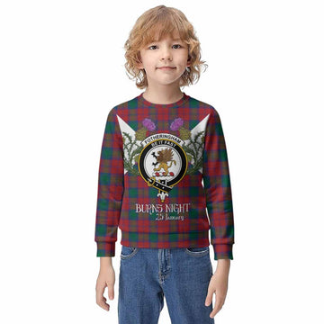 Fotheringham (Fotheringhame) Tartan Family Crest Kid Knitted Sweatshirt Scottish Burns Night Thistle Floral