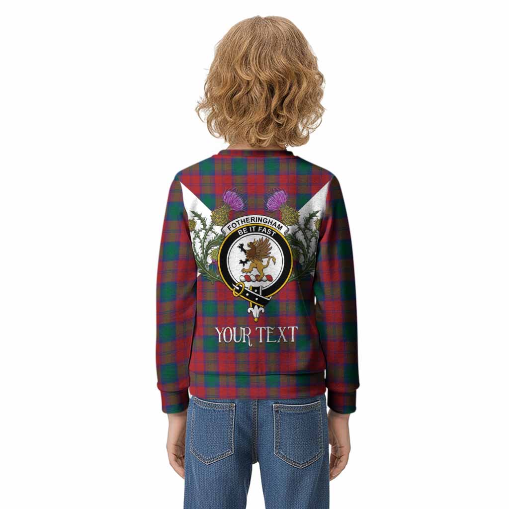 Fotheringham (Fotheringhame) Tartan Family Crest Kid Knitted Sweatshirt Scottish Burns Night Thistle Floral