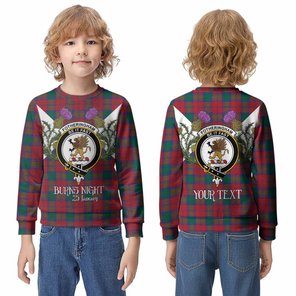 Fotheringham (Fotheringhame) Tartan Family Crest Kid Knitted Sweatshirt Scottish Burns Night Thistle Floral