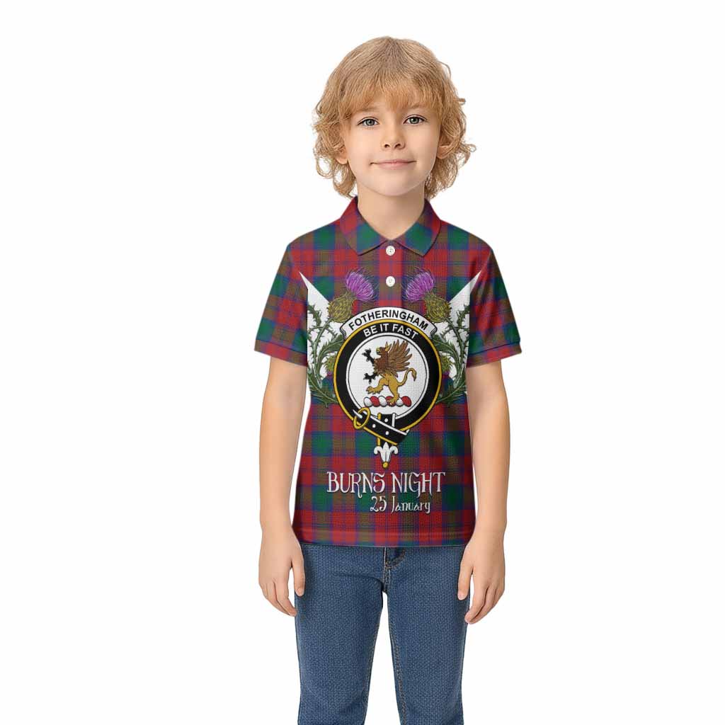 Fotheringham (Fotheringhame) Tartan Family Crest Kid Polo Shirt Scottish Burns Night Thistle Floral