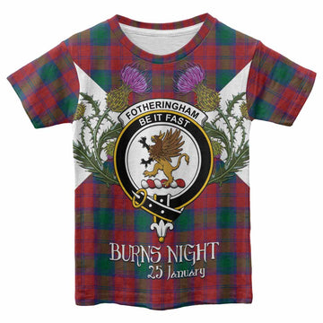 Fotheringham (Fotheringhame) Tartan Family Crest Kid T-shirt Scottish Burns Night Thistle Floral
