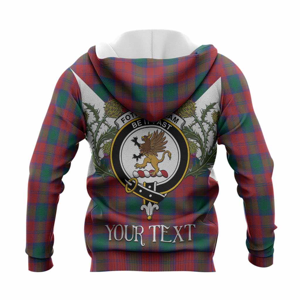 Fotheringham (Fotheringhame) Tartan Family Crest Knitted Hoodie Scottish Burns Night Thistle Floral