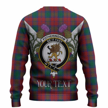 Fotheringham (Fotheringhame) Tartan Family Crest Knitted Sweater Scottish Burns Night Thistle Floral
