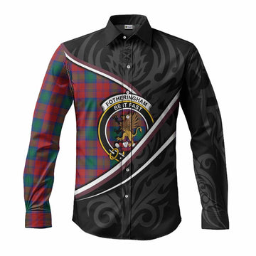 Fotheringham (Fotheringhame) Tartan Family Crest Long Sleeve Button Shirts Celtic Scottish Thistle Floral