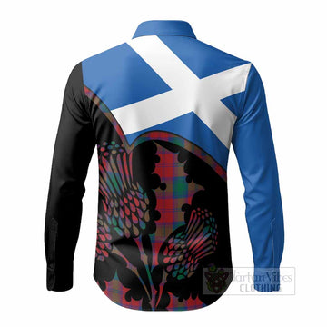 Fotheringham (Fotheringhame) Tartan Family Crest Long Sleeve Button Shirts Scotland Thistle Floral Flag Style