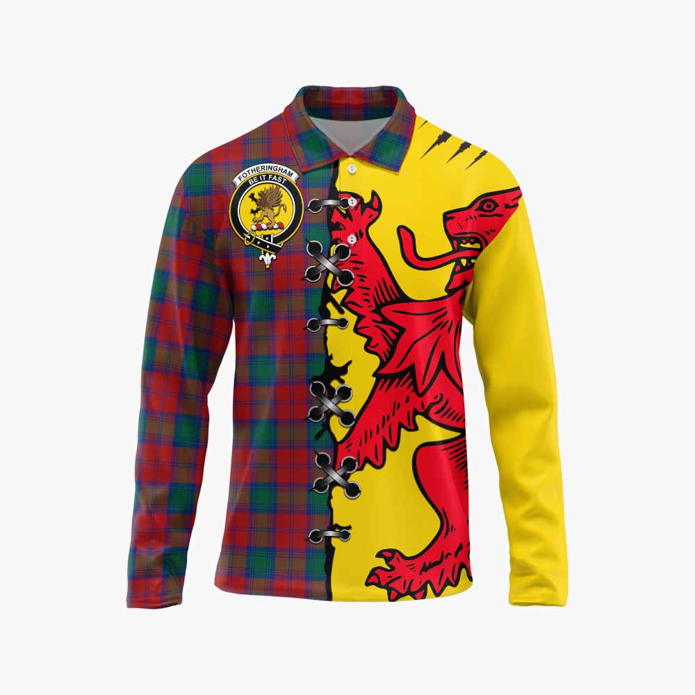 Fotheringham (Fotheringhame) Tartan Family Crest Long Sleeve Polo Shirt Lion Rampant Honor - Tartan Vibes Clothing