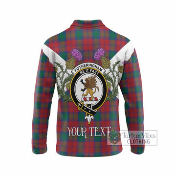 Fotheringham (Fotheringhame) Tartan Family Crest Long Sleeve Polo Shirt Scottish Burns Night Thistle Floral
