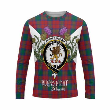 Fotheringham (Fotheringhame) Tartan Family Crest Long Sleeve T-Shirt Scottish Burns Night Thistle Floral