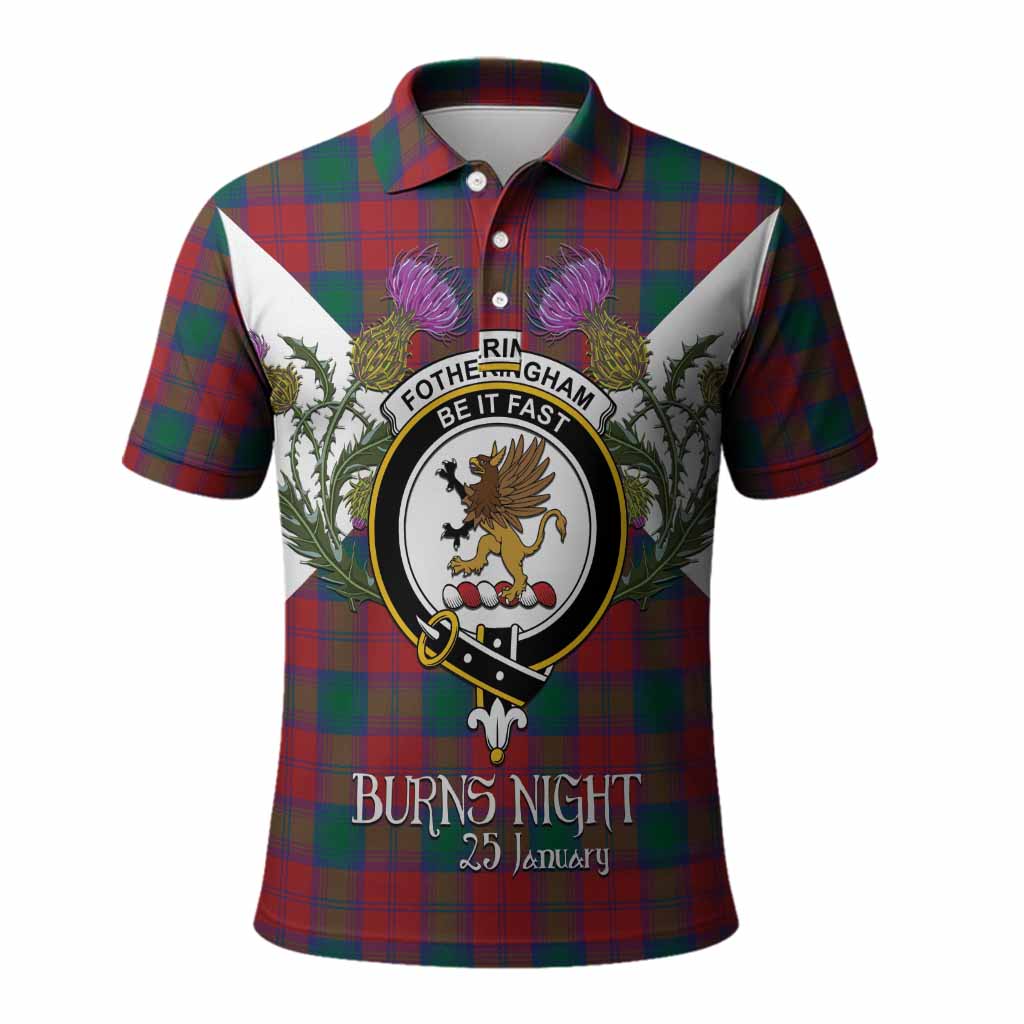 Fotheringham (Fotheringhame) Tartan Family Crest Polo Shirt Scottish Burns Night Thistle Floral