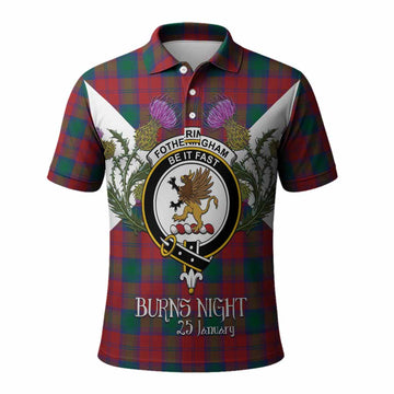 Fotheringham (Fotheringhame) Tartan Family Crest Polo Shirt Scottish Burns Night Thistle Floral