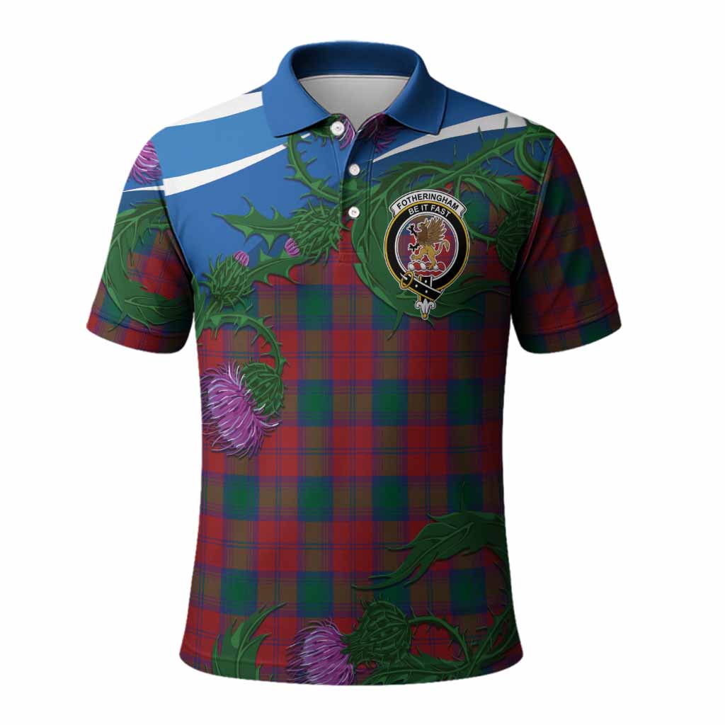 Fotheringham (Fotheringhame) Tartan Family Crest Polo Shirt Thistle in Minimalism