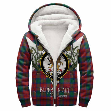 Fotheringham (Fotheringhame) Tartan Family Crest Sherpa Hoodie Scottish Burns Night Thistle Floral