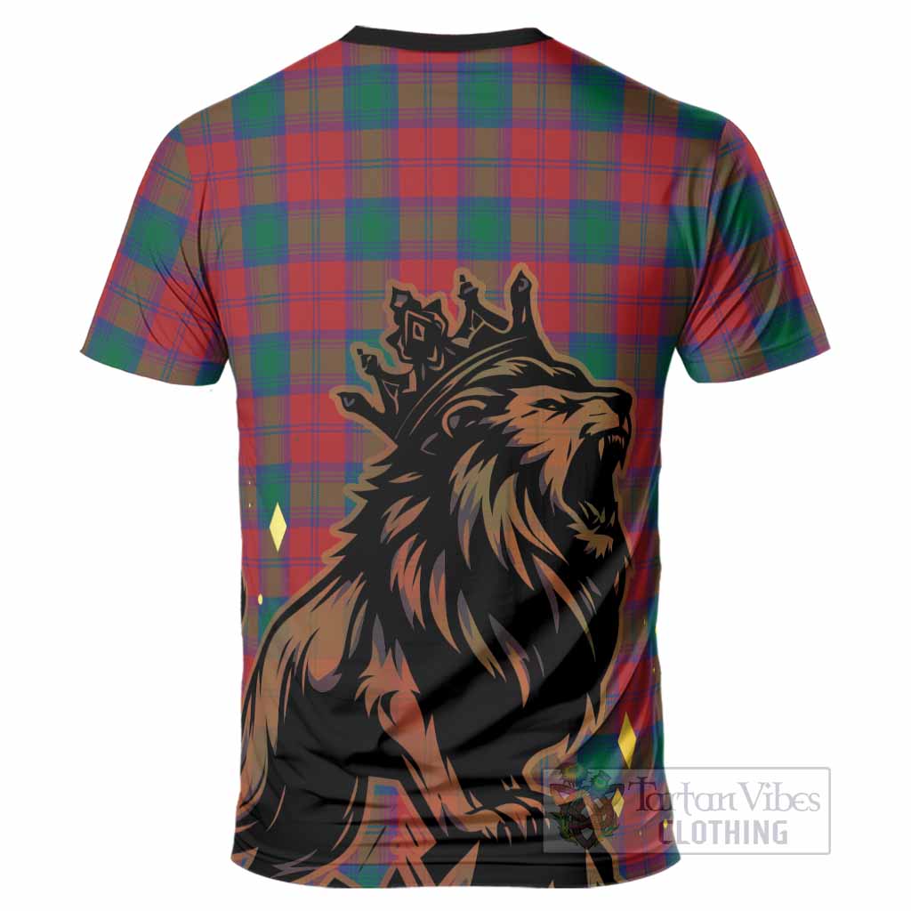 Fotheringham (Fotheringhame) Tartan Family Crest T-Shirt Crowned Lion Roaring
