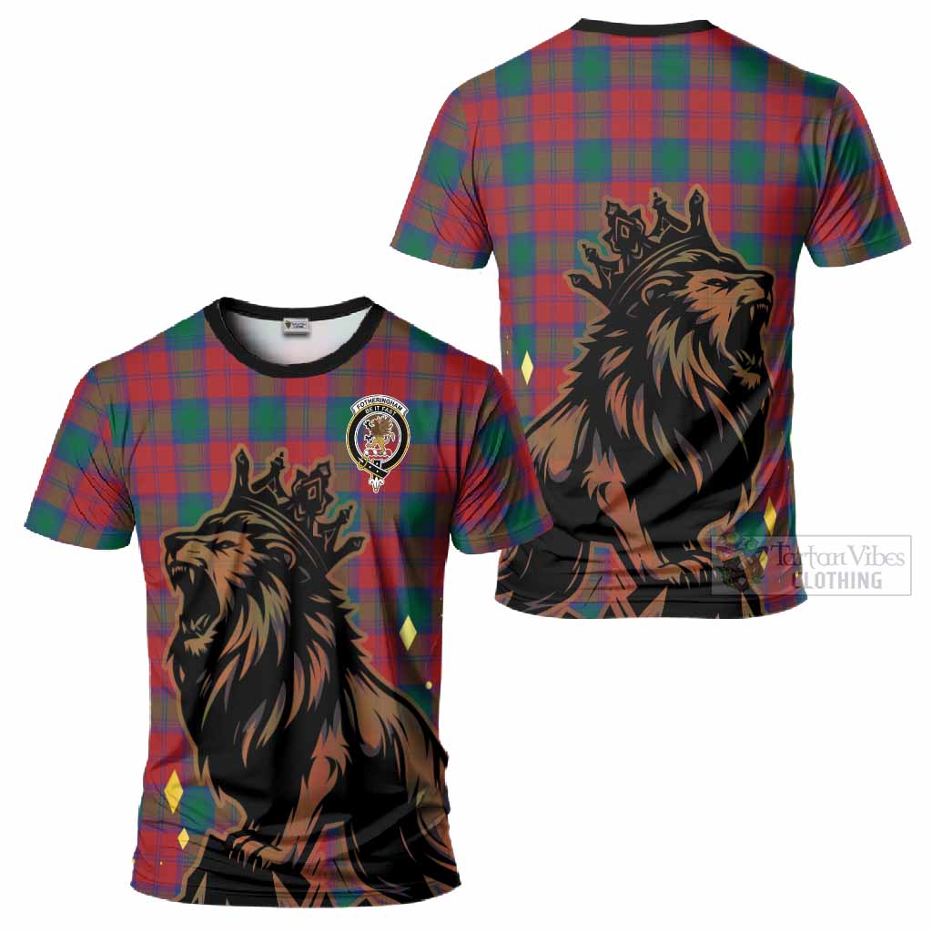 Fotheringham (Fotheringhame) Tartan Family Crest T-Shirt Crowned Lion Roaring