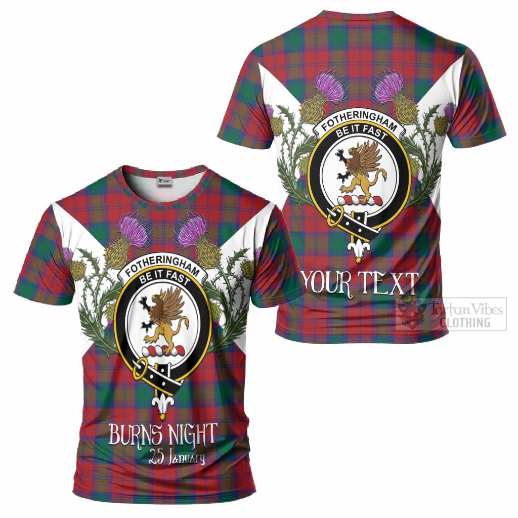 Fotheringham (Fotheringhame) Tartan Family Crest T-Shirt Scottish Burns Night Thistle Floral