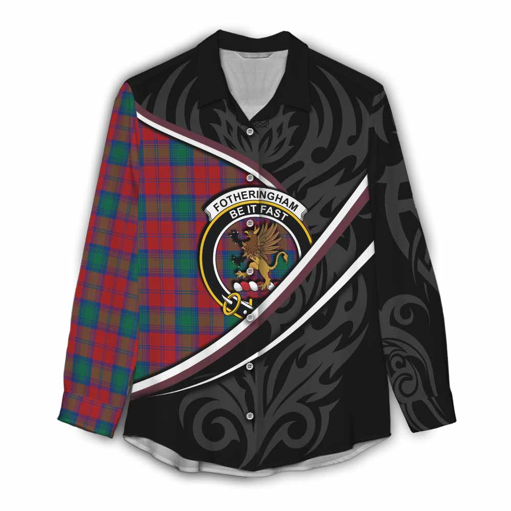 Fotheringham (Fotheringhame) Tartan Family Crest Women Casual Shirt Celtic Scottish Thistle Floral - Tartan Vibes Clothing