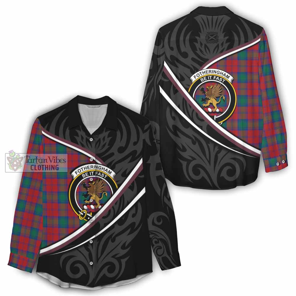 Fotheringham (Fotheringhame) Tartan Family Crest Women Casual Shirt Celtic Scottish Thistle Floral - Tartan Vibes Clothing