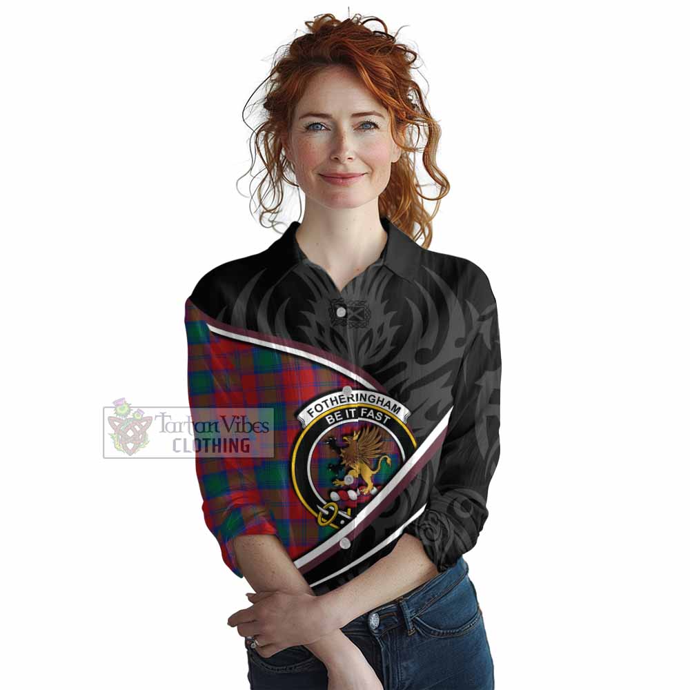 Fotheringham (Fotheringhame) Tartan Family Crest Women Casual Shirt Celtic Scottish Thistle Floral - Tartan Vibes Clothing