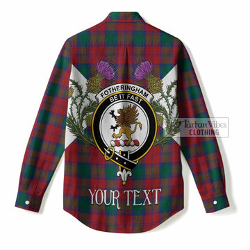 Fotheringham (Fotheringhame) Tartan Family Crest Women Casual Shirt Scottish Burns Night Thistle Floral