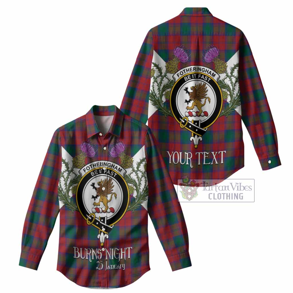 Fotheringham (Fotheringhame) Tartan Family Crest Women Casual Shirt Scottish Burns Night Thistle Floral