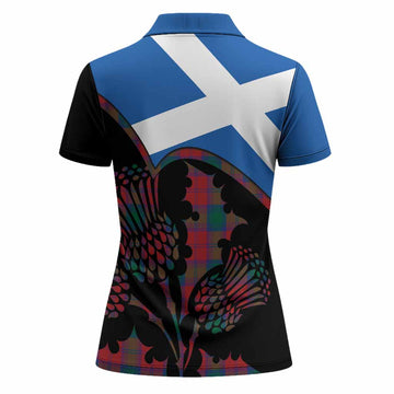 Fotheringham (Fotheringhame) Tartan Family Crest Women Polo Shirt Scotland Thistle Floral Flag Style