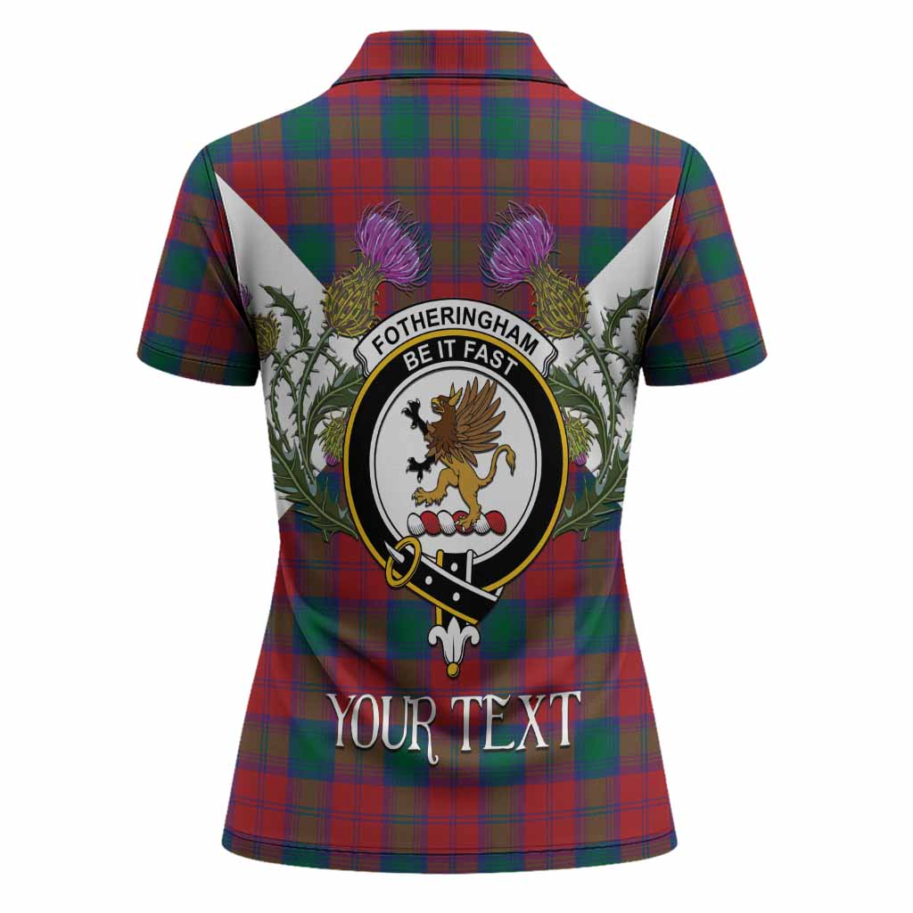 Fotheringham (Fotheringhame) Tartan Family Crest Women Polo Shirt Scottish Burns Night Thistle Floral