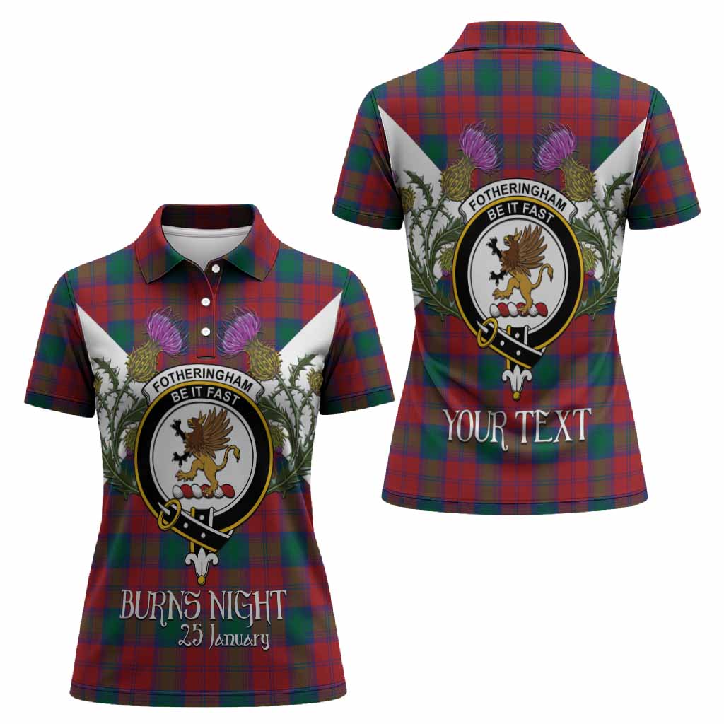 Fotheringham (Fotheringhame) Tartan Family Crest Women Polo Shirt Scottish Burns Night Thistle Floral
