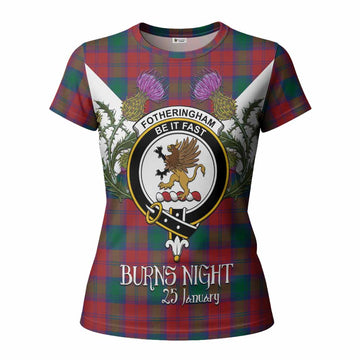 Fotheringham (Fotheringhame) Tartan Family Crest Women T shirt Scottish Burns Night Thistle Floral