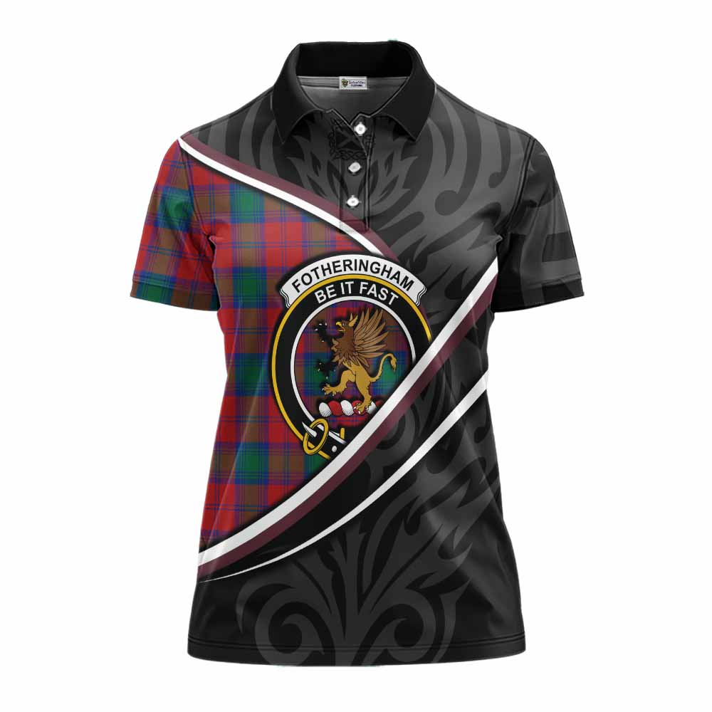 Fotheringham (Fotheringhame) Tartan Family Crest Women's Polo Shirt Celtic Scottish Thistle Floral - Tartan Vibes Clothing