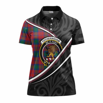 Fotheringham (Fotheringhame) Tartan Family Crest Women's Polo Shirt Celtic Scottish Thistle Floral